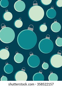 Green christmas bulbs over dark blue background