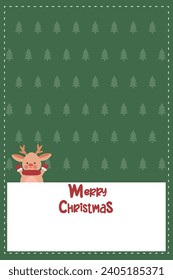 green christmas card with flat design