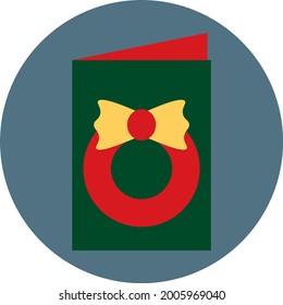 Green christmas card, illustration, vector on a white background.