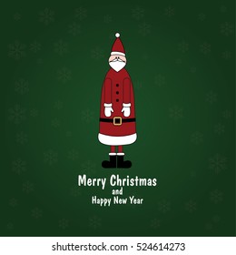 Green Christmas card with Santa Claus