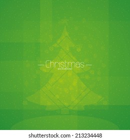 a green christmas card with a christmas tree and text