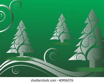 green christmas card - vector