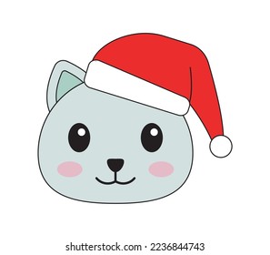 Ilustración de vectores de gatos de Navidad verde