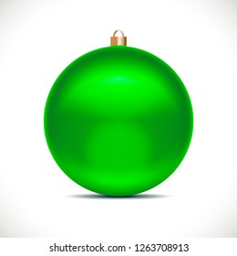 Green Christmas decorative ball isolated on white background. Vector illustration.