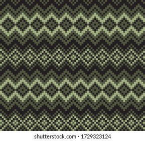 Green Christmas fair isle pattern background for fashion textiles, knitwear and graphics