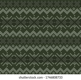 Green Christmas fair isle pattern background for fashion textiles, knitwear and graphics