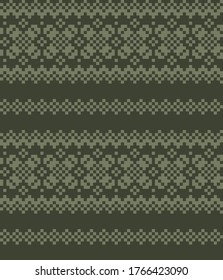 Green Christmas fair isle pattern background for fashion textiles, knitwear and graphics