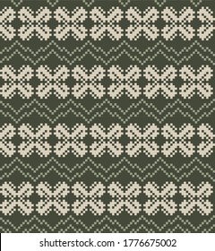 Green Christmas fair isle pattern background for fashion textiles, knitwear and graphics