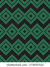 Green Christmas fair isle pattern background for fashion textiles, knitwear and graphics