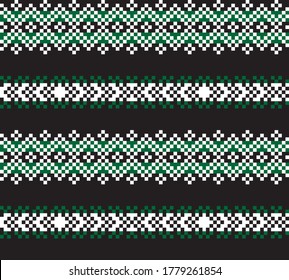 Green Christmas fair isle pattern background for fashion textiles, knitwear and graphics