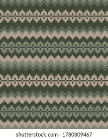 Green Christmas fair isle pattern background for fashion textiles, knitwear and graphics