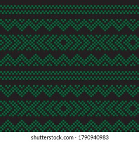 Green Christmas fair isle pattern background for fashion textiles, knitwear and graphics
