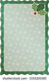 Green Christmas frame with holly leaf
