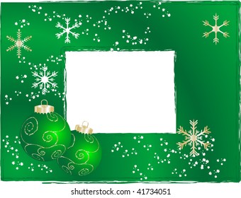 Green christmas frame - vector illustration