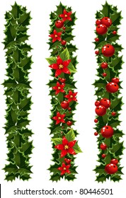 Green Christmas garlands of holly