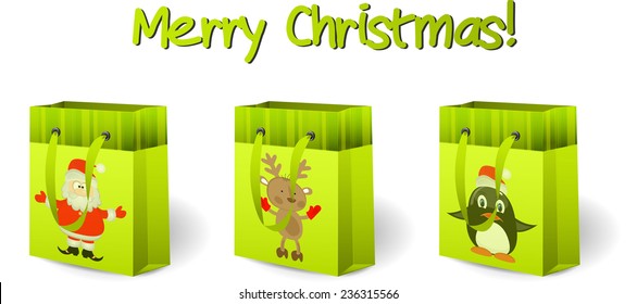 Green Christmas gift packages