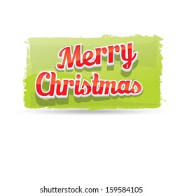 green Christmas Greeting banner . Merry Christmas lettering, vector illustration for greeting card