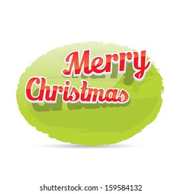 green Christmas Greeting banner . Merry Christmas lettering, vector illustration for greeting card