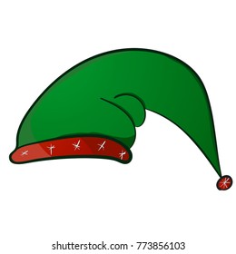 Green Christmas Hat Flat Icon on a white Background