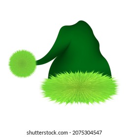 Green Christmas hat, vector illustration.