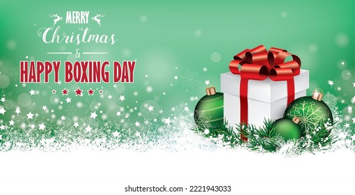 Green Christmas Header Snowflakes Gift Boxing Day