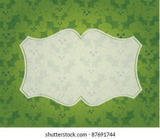 green christmas holly pattern with frame ready for text