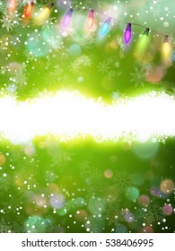 Green christmas with lights. Decorative background for holiday greeting card. EPS 10 vector file included