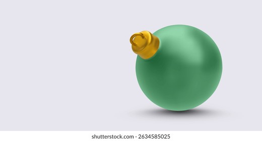 Green Christmas Ornament Ball With Golden Cap In Minimal 3D Style, Floating On Light Background. Great For Holiday Decor, Tree Embellishments, Or Winter Design Concepts. Vector Illustration