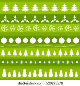 Green Christmas ornament patterns. Vector illustration