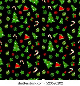 Green Christmas paper vector seamless pattern