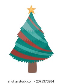 green christmas pine with decorations