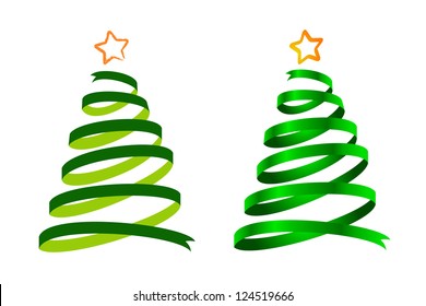 Green Christmas ribbon trees