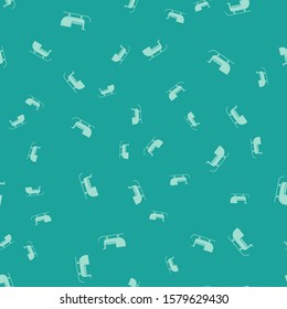 Green Christmas santa claus sleigh icon isolated seamless pattern on green background. Merry Christmas and Happy New Year.  Vector Illustration