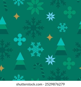 Patrón transparente de Navidades verdes. Diseño para azulejos, tela, papel