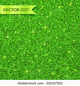 Green Christmas shining glitter vector seamless pattern