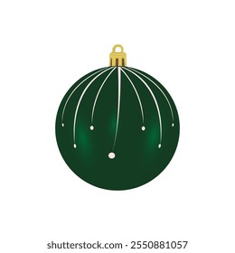 Green Christmas Shiny Glass Ball ornament vector illustration. Christmas Ornament.