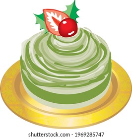 A green Christmas shortcake with berry
