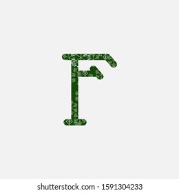 Green Christmas Snowflake  Initial Letter F Logo Icon, creative initial vector design concept snowflake with letter logo icon green color.