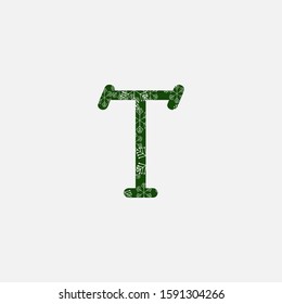 Green Christmas Snowflake  Initial Letter T Logo Icon, creative initial vector design concept snowflake with letter logo icon green color.