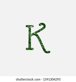 Green Christmas Snowflake  Initial Letter K Logo Icon, creative initial vector design concept snowflake with letter logo icon green color.