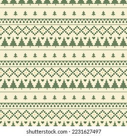 Suéter de Navidad verde patrón transparente en el diseño de vectores de color beige