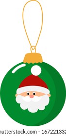 Green christmas toy, illustration, vector on white background.