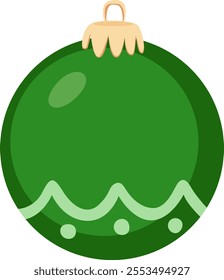 Green Christmas tree ball, vector illustration isolated from background. Decoration for Christmas tree. Green bauble. Symbol of Happy New Year and Christmas celebration