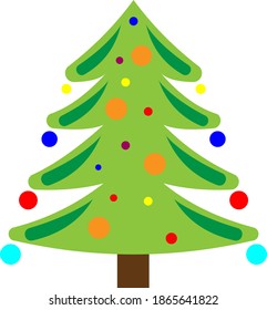 Green Christmas tree with Christmas balls. Vector illustration for web design, decoration, greeting cards, etc ..