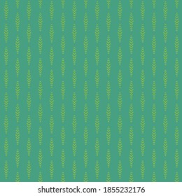 Green Christmas tree branches on emerald green background seamless pattern. Bright green decorative stripes abstract backdrop. Classic neutral festive holiday wrapping paper.