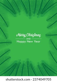 Green Christmas tree branches on a green background