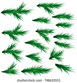Green Christmas tree cut-out isolated shape constructor. Vector illustration