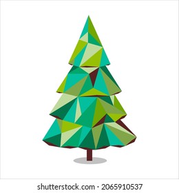 Green Christmas tree design consisting of triangles. Modern graphics for New Year's greeting cards. Vector.