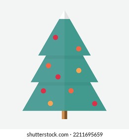 Grüner Weihnachtsbaum mit flachen Farben Symbol auf weißem Hintergrund, EPS10