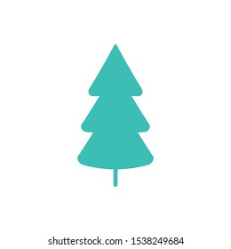 Green Christmas tree flat vector icon isolated on a white background for projects, greeting cards, backgrounds.